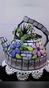 🩷❤ Lindas ideas para decorar tus macetas con piedras, pedacería cerámica.