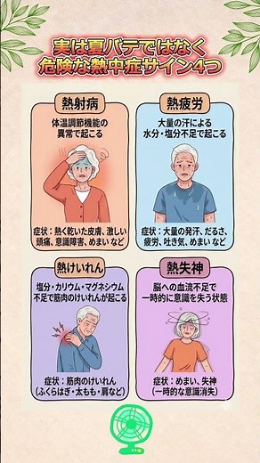 実は夏バテではなく危険な熱中症サイン4つ #熱中症 #熱中症対策 #夏の健康 #夏バテ対策 #シニア健康#高齢者の健康
