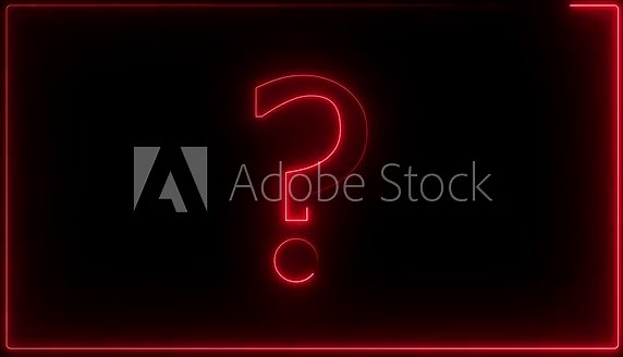 Question mark sign icon animation glowing neon blue color confusion mark quiz decision answer solution problem game challenge sign symbol on black background