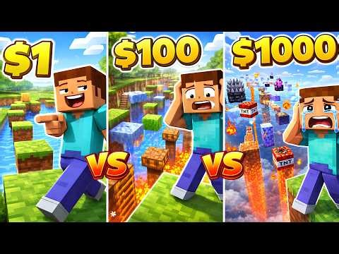 $1 VS $100 VS $1000 PARKOUR Challenge In Minecraft
