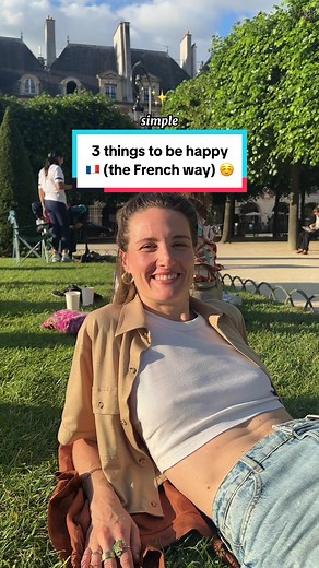 🇫🇷Le bonheur, or happiness, the French way. Sometimes we can find happiness in such simple, beautiful things ✨. 💛L’amour, ☀️le soleil et 🤗l’amitié (love, the sun, and friendship) have been bringing me a lot of joy (🇫🇷de la joie) lately. 🗣FR and EN transcript: Cécilia, what’s happiness for you now? (Cécilia, c’est quoi le bonheur pour toi maintenant ?) Le bonheur ! (Happiness!) L’amour, le soleil et l’amitié. (Love, the sun, and friendship.) C’est tout. Simple. (That’s all. Simple.) 💬What