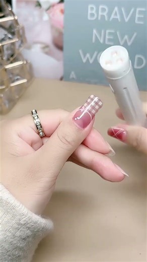 DIY Pink Gingham Nail Wrap Tutorial 🎀 Soft Girl Aesthetic Nails #NailArt #SoftGirl #Aesthetic #viral
