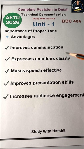 🔥 Importance / Advantages of Proper Tone 🎤📚 | Technical Communication 2026 | BBC 404 AKTU 2026