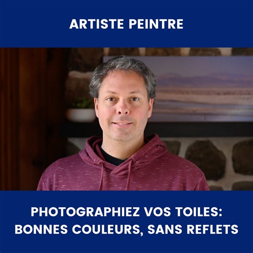 Vous photographiez vos tableaux et vous obtenez des couleurs qui ne rendent pas justice à votre travail, des reflets indésirables qui détournent l’attention ? Vous avez sans doute déjà passé du temps à essayer de faire la photo parfaite, mais souvent sans succès? Rejoignez la formation "Maitrisez l'art de photographier ses tableaux". Vous découvrirez comment: - Obtenir des photos de vos toiles avec les bonnes couleurs ET sans reflets avec une méthode simple. - Faire des photos de qualité sans éc