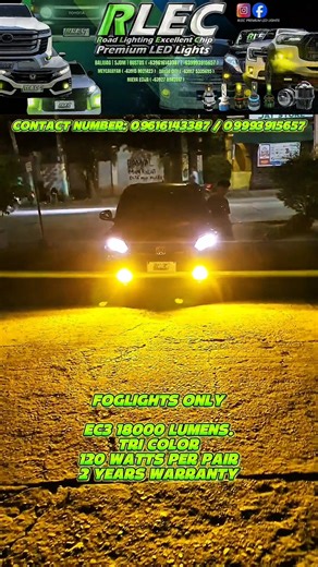 ✨ Bright, stylish, and durable — yan ang RLEC Premium LED Lights! Para sa mga driver na gusto ng astig na ilaw at classy na look! 😎🚘 💡 Let your car shine with RLEC! 🚗✨RLEC Premium LED Lights have: ✅ An average lifespan of more than 40,000 hours ✅ Better lighting performance ✅ 300% brighter than stock halogen lamps ✅ Plug and play feature. (No splicing needed) ✅ IP68 Waterproof ✅ Perfect beam pattern ✅ Free installation at the shop. ✅ Free laser alignment upon installation ⚡ Upgrade once. Dri