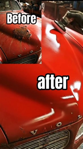 Removing rust from the car's bonnet and painting it