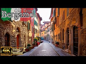 Bergamo, Scenic Walk Through Medieval Old Town, Italy Travel Guide 4K