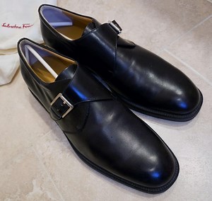 Salvatore Ferragamo Mens Size 11.5D Black Leather Single Monk Strap Buckle Dress Shoes - Etsy