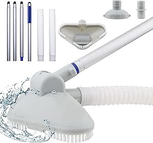 Portable Swimming Pool Cleaning Kit with Pool Vacuum Hose, Pool Vacuum Head & Adjustable 61.5 inch Pole, Handheld Pool Vacuum for Above Ground Inground Pool, Inflatable Pool, Spa