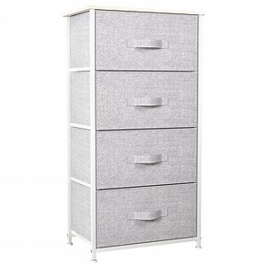 Dextrus 4 Drawer Storage Fabric Dressers with Sturdy Steel Frame for Adult for Bedroom, Living Room, Light Gray