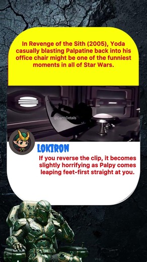 In Revenge of the Sith (2005), Yoda casually blasting Palpatine back into hisoffice chair might