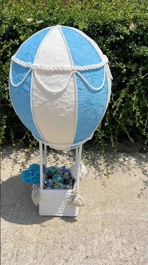 DIY hot air balloon with a papier-mâché basket
