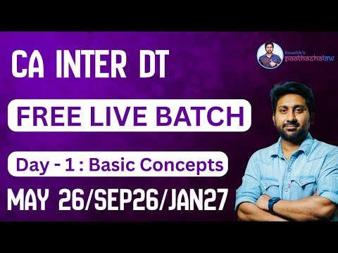 CA INTER DT - FREE LIVE CLASS - MAY 26/SEP 26/JAN 27 - FULL DETAILS IN THE VIDEO