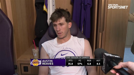 "Gotta figure it out... we didn't execute enough." Austin Reaves (41 PTS, 4 REB, 5 AST, 3 STL) talks with the media after the #Lakers lose to the Trail Blazers 122-108 on the second night of a back-to-back. #LakeShow | Spectrum SportsNet