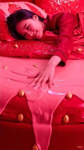 Red Jelly Bed ASMR | Oddly Satisfying Relaxing Video 🍓✨ #JuicySatisfyASMR #ASMR #Relaxing #food