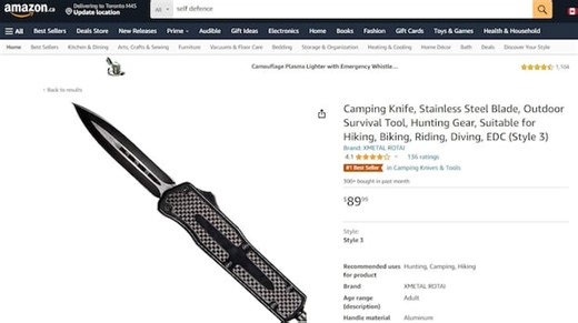 Illegal switchblade 'bestseller' on Amazon.ca until CBC reported it to retailer