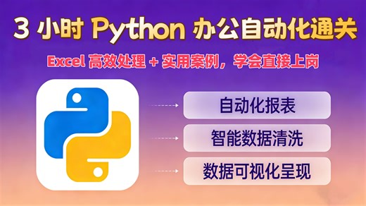 【55集全】求职党狂喜！3 小时搞定 Python 办公自动化！0基础也能搞定，面试被问直接答，入职不慌！附源码和工具包
