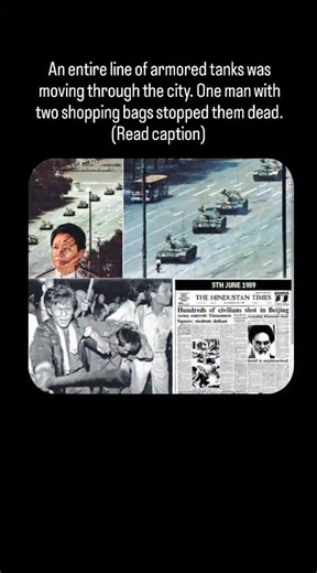 @secretcypherclub on Instagram: "In 1989, during the protests in Tiananmen Square, a lone man stood in the middle of the street as a column of Type 59 tanks approached. He wasn't a soldier; he was just a citizen. As the lead tank tried to maneuver around him, he stepped to block it again. For several minutes, the most powerful machines of war were held captive by a single man's courage. To this day, his identity remains a mystery, but "Tank Man" became the global symbol for standing up to oppres
