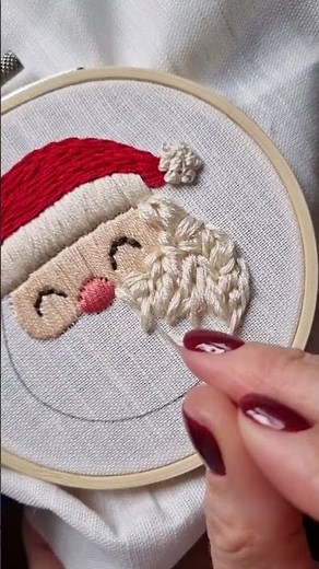 🎅 Loops Stitch Santa’s Beard | Christmas Embroidery Magic ✨ #embroidery #christmas #diy #tutorial