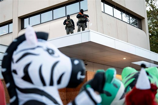 Portland activist uses inflatable costumes to shift protest narratives