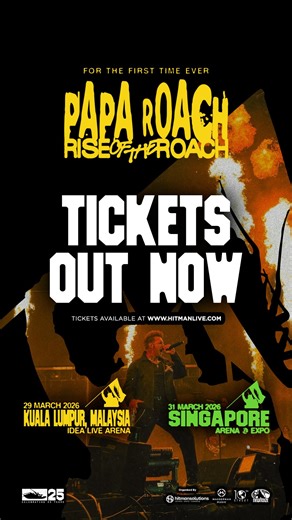 This is your ‘Last Resort’ to witness Papa Roach’s Rise of the Roach Live in Malaysia and Singapore. Insane vocals and intense riffs await! 🔥🪳 Tickets are out now, so don’t waste a second. Secure your spot at www.hitmanlive.com. #PapaRoachinMY #PapaRoachinSG #RiseoftheRoach2026 | HITMAN SOLUTIONS