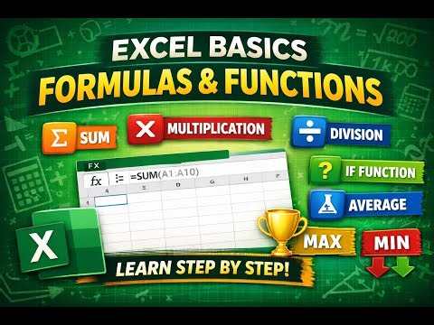 SUM, AVERAGE, IF, MAX, MIN functions and Multiplication & Division formulas in EXCEL. #excel