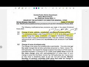 Latest update on CPWD Enlistment Rules