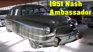 1951 Nash Ambassador, at Country Classic Cars, painted in Olive Drab green like a military staff car. The seats lay flat and make a bed. Pretty cool old car, thanks for taking a look! | Ramblin Around TV