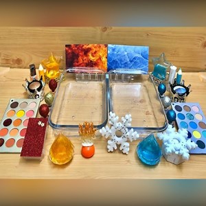 6.4K views · 217 reactions | Fire vs Ice Orange vs Blue Mixing Makeup Eyeshadow Into Slime Satisfying Slime Video ASMR | Alexandra Pouros | Facebook