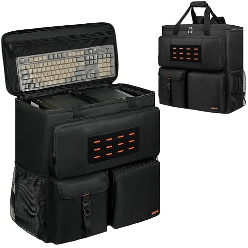 MRINCA Computer Desktop Tower Large Carrying Case, PC Travel Case Backpack for ATX Mid-Tower Desktop Computer, Padded&#x