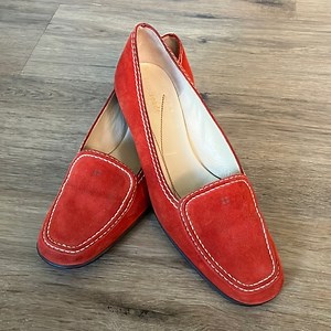 KATE SPADE Red Suede Loafers w/ Rubber Sole. Made in Italy. 8.