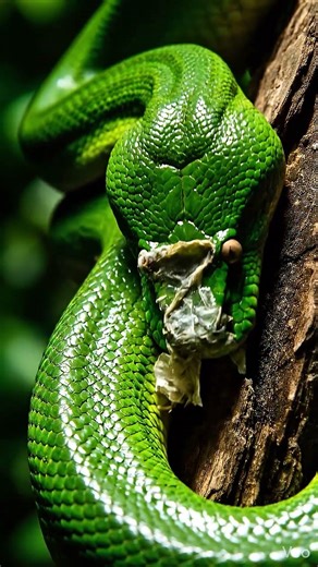 Green tree python shedding skin delpmaspu