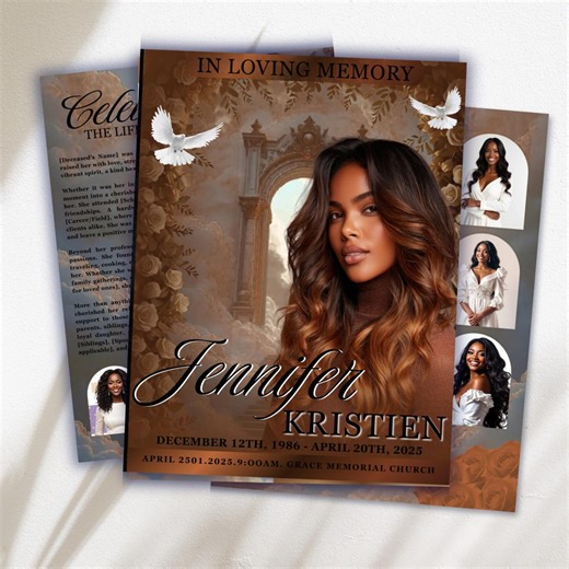 Roses Funeral Program Template: 8-page Memorial (canva PDF) - Etsy