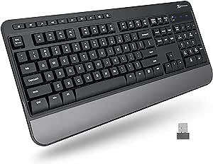 X9 Multimedia USB Wireless Keyboard - Comfortable and Quiet Typing - Full-Size Ergonomic Computer Keyboard Wireless with Wrist Rest - Cordless Keyboard for Laptop Desktop PC and Chrome