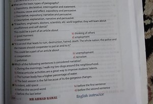 What are the basic types of paragraphs?a) Expository, declarat... | Filo