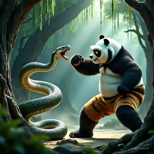 Kung Fu Panda fighting with snake #kung fu panda