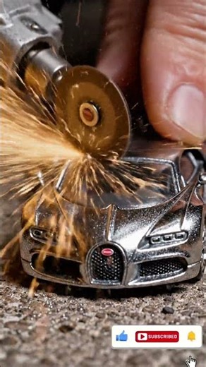 Tiny Cutting Tool vs Mini Bugatti Car 😱 | Satisfying Metal Sparks #shortsfeed