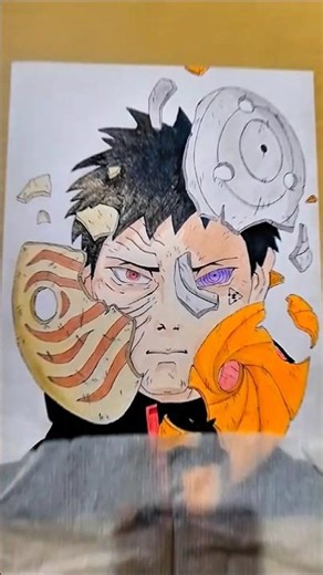 Drawing Obito Uchiha 3 broken mask ❤️‍🔥❤️‍🩹#obito #naruto ##art #drawing #anime #sketch #shorts