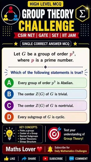 Q52 Group Theory Challenge 🔥 | Groups of Order p^3 | High Level MCQ | CSIR NET Mathematics