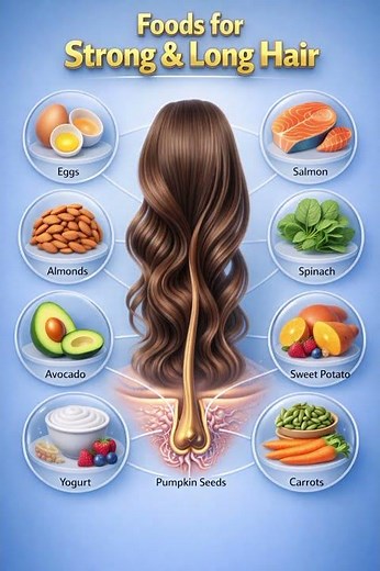 Foods for Strong & Long Hair | Best Nutrition for Healthy Hair Growth #healthylifestyle