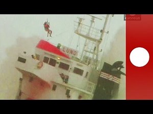 Daring helicopter rescue: crew saved after cargo ship splits in two in France