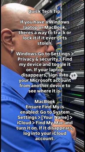 Track your Windows laptop or MacBook if it’s lost or stolen. #techtips #microsoft #apple #stolen