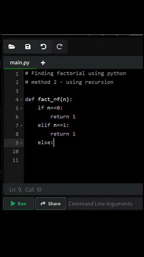 Factorial of the number using Recursion in python