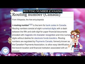 Routing number Canada 💲 BANKING & CREDIT TERMS 💲