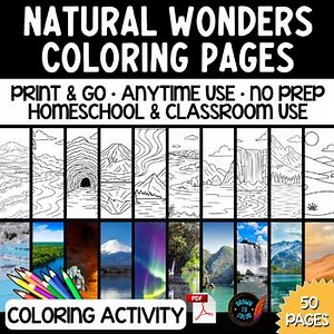 World's Natural Wonders Coloring Pages | 50 Landmarks from Every Continent