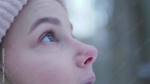 Female look up, close up shallow focus.