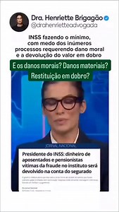 83 reactions · 15 shares | Quem teve o desconto indevido poderá ter direito a restituição em dobro, danos morais e materiais. E você ? Teve o desconto indevido na sua aposentadoria? Me conta aqui! #inss #drahenriettebrigagao #drahenriettebrigagaoadvogada | Dra Henriette Brigagão | Facebook