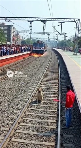 Life Saving Act on Camera Cinematic Sora AI Train Station Scene