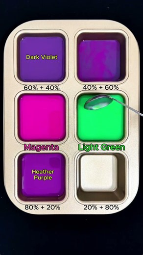 Create 4 colors from 2 colors: Magenta + Light Green #asmr #mix #colormixing #colors #mixing