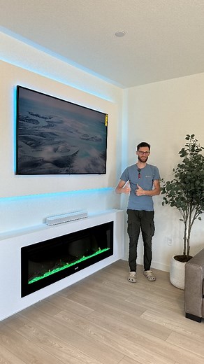 Modern Wall Cal on Instagram: "White on white ✨ Floating panel ✅ Fireplace  So clean… even dust gets nervous "